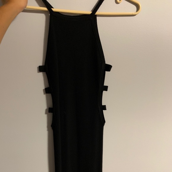 Black racer neck midi bodycon dress size small - Picture 1 of 4
